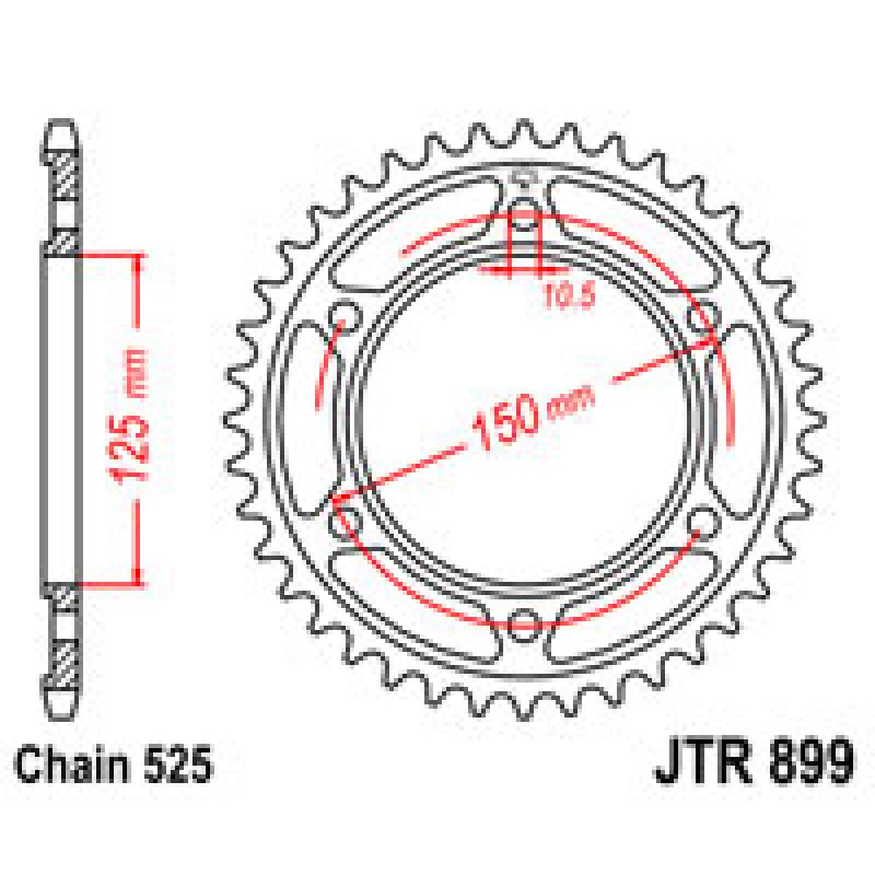 Купить Звездочка задняя JT Sprockets (шаг 525 ) JT JTR899